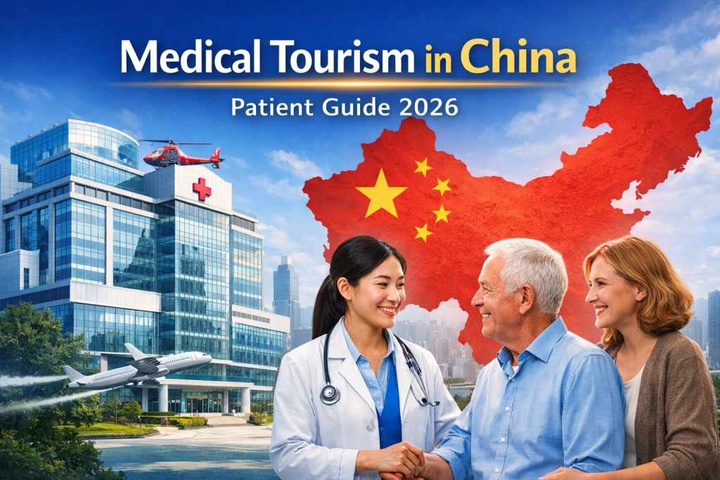 International patient consulting with a doctor at a modern hospital representing medical tourism in China in 2026.